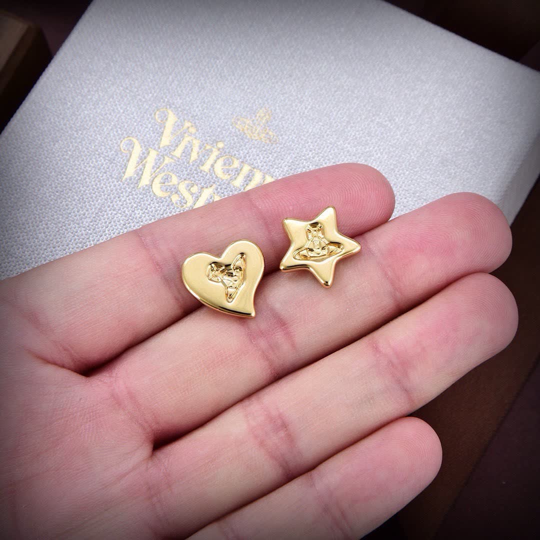 Vivienne Westwood Priscilla Asymmetric Design Logo Flower Earrings